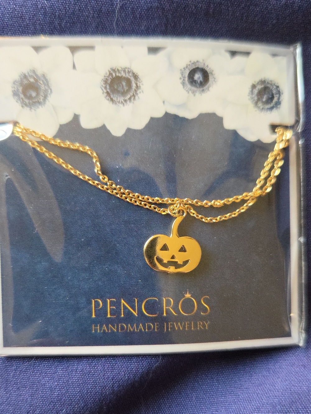 Gold Pumpkin Pendant Necklace - Halloween Charm